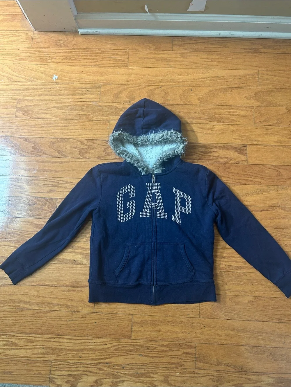GAP Girls Navy Hooded Zip-Up Sweatshirt